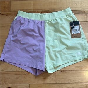 The North Face Women's Athletic Shorts - Lavender and Light Yellow-Green